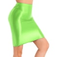 thumbnail image 3 of YONGHS Women Slim High Waist Short Pencil Bodycon Mini Skirt Summer Solid Seamless Skirts Fluorescent Green M, 3 of 7