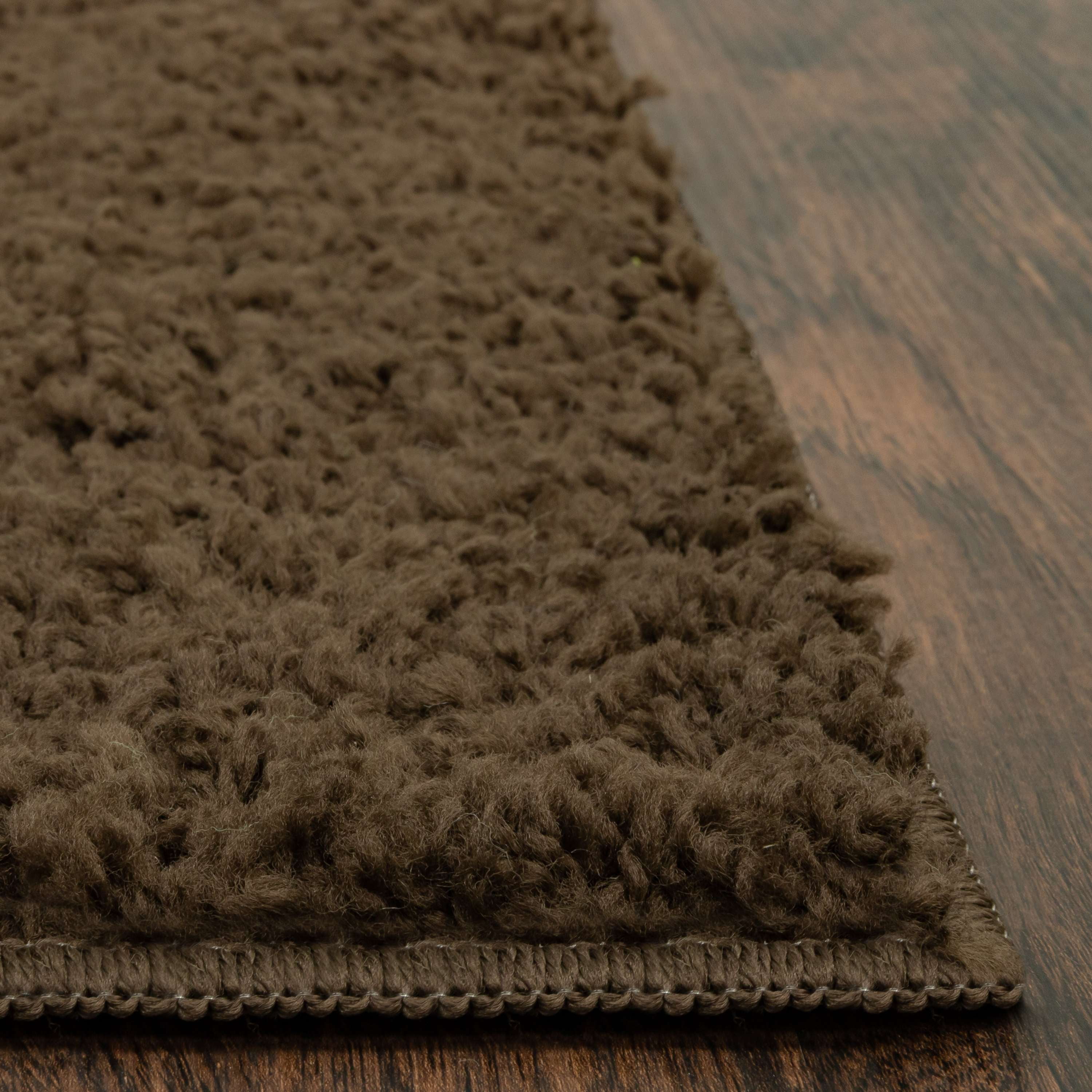 Mainstays Traditional Solid Brown Suede Shag Indoor Hallway Runner Rug, 2' x 6'