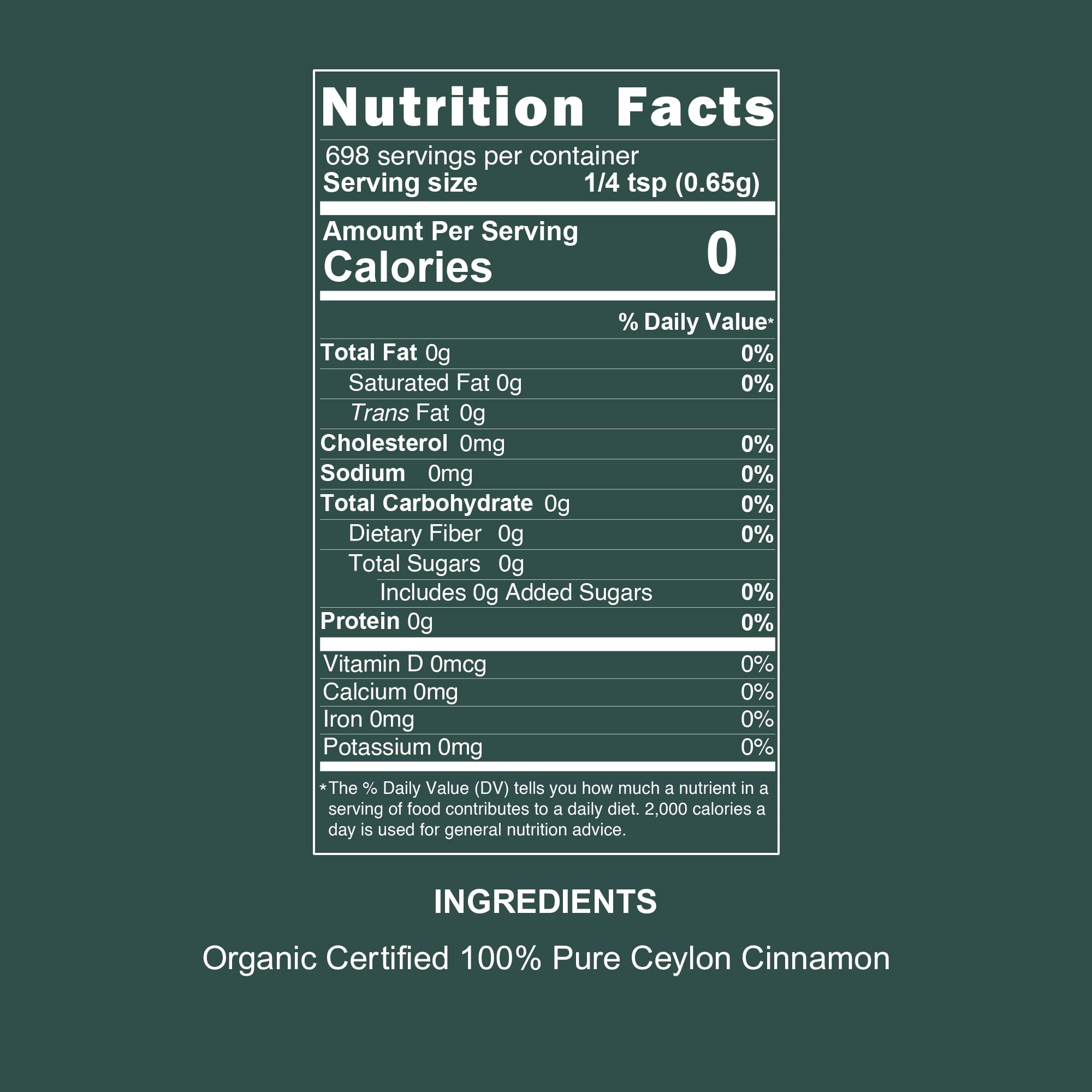True Organic Ground Ceylon Cinnamon , 16 oz, USDA Organic & Kosher Certified