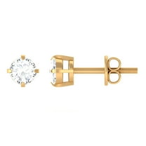 Rosec Jewels Natural Diamond Stud Earrings in Gold, Dainty Studs Earrings for Women, Flat Back Closure (HI-SI Quality, April Birthstone), 14K Yellow Gold