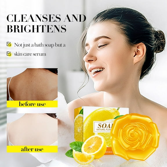 SDJMa Lemon Bar Soap with Foaming Net- Moisturizing and Soothing Soap for Your Skin - Hand Crafted Using Plant-Based Ingredients,100g