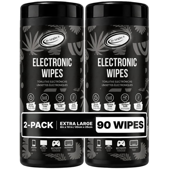 Air Jungles Electronic Wipe 8x10inch 45ct in canister, 2 PACKS