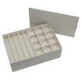 thumbnail image 4 of Household Essentials Stackable Jewelry Trays, 3 Varieties, Space for Necklaces, Rings and Earrings, Blended Canvas with Felt Interior, Perfect for Drawers and Closet Shelves, Silver, 4 of 10