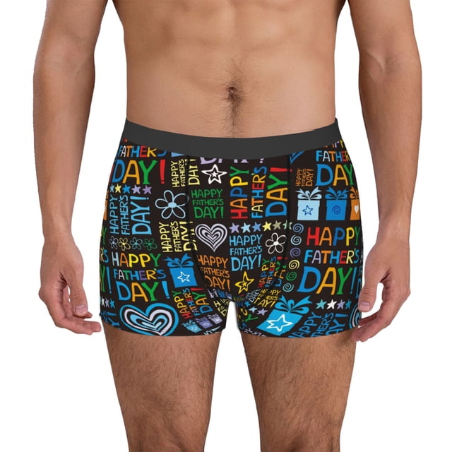 Fotbe Happy Father Day Calzoncillos Tipo Boxer con Bolsa de Soporte Total para Hombre, X-Temp Fresco, Transpirable y de Secado Rápido-Large