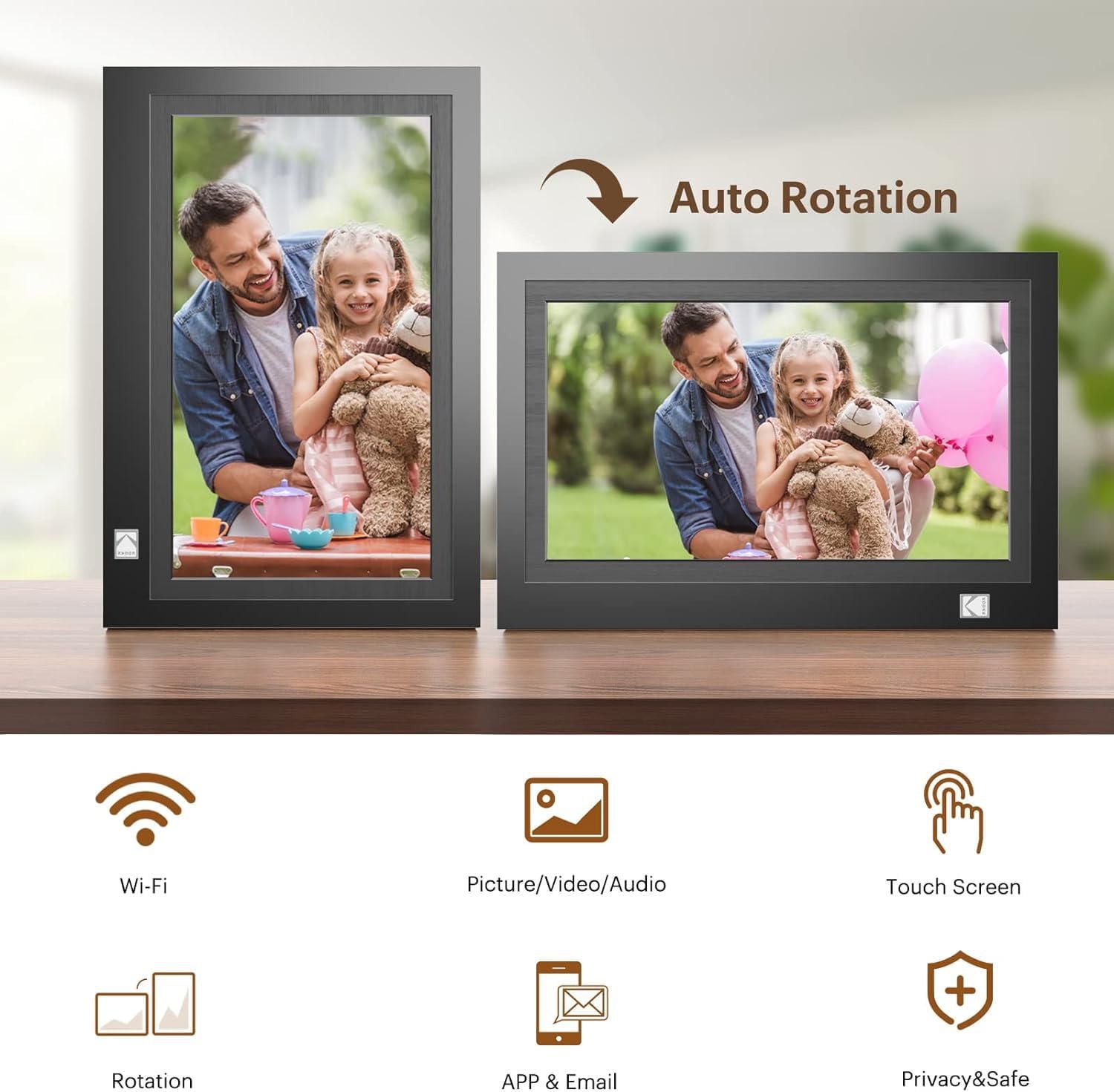 KODAK WiFi Digital Picture Frame, 11.6 Inch 1920 * 1080 IPS FHD Touchscreen Digital Photo Frame with 32GB Storage, Easy Setup to Share Photos or Videos, The Best Gift for Family and Friends(Black)