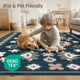 thumbnail image 4 of ODIKA 6'x9' Blue Beige Peacock Garden Design Washable Area Rug Elegant Floral Motif with Symmetrical Charm Non-Slip, Chair-Friendly, for Dining Room, Under Table, Office Décor, 4 of 7