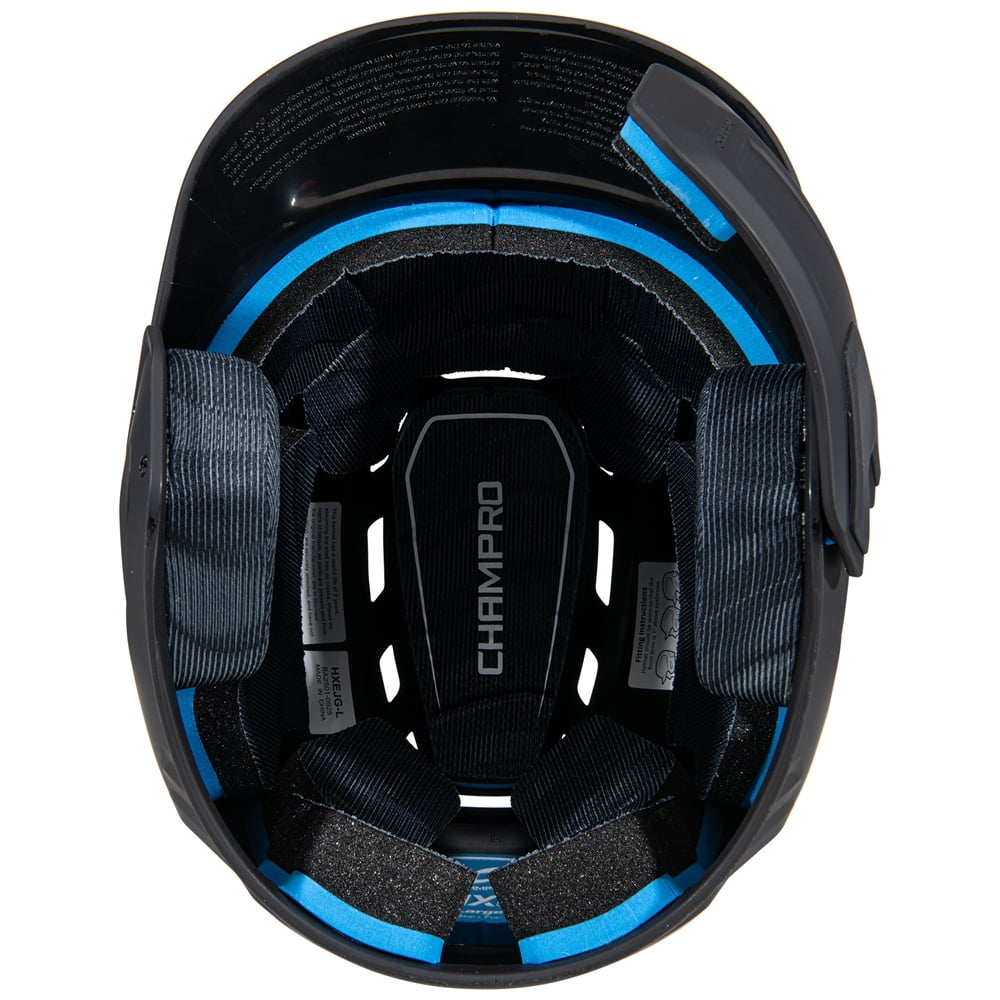 Champro HXE Matte Baseball Helmet with Jaw Guard, Large, Black
