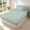 thumbnail image 2 of Manfei Classic Plaid Zipper Full Size Comforter Sets with Fitted Sheet and 2 Pillowcases,Vintage Checkered Zipper Bedding Set,Pink Green,Pink Reversible,4pcs, 2 of 8