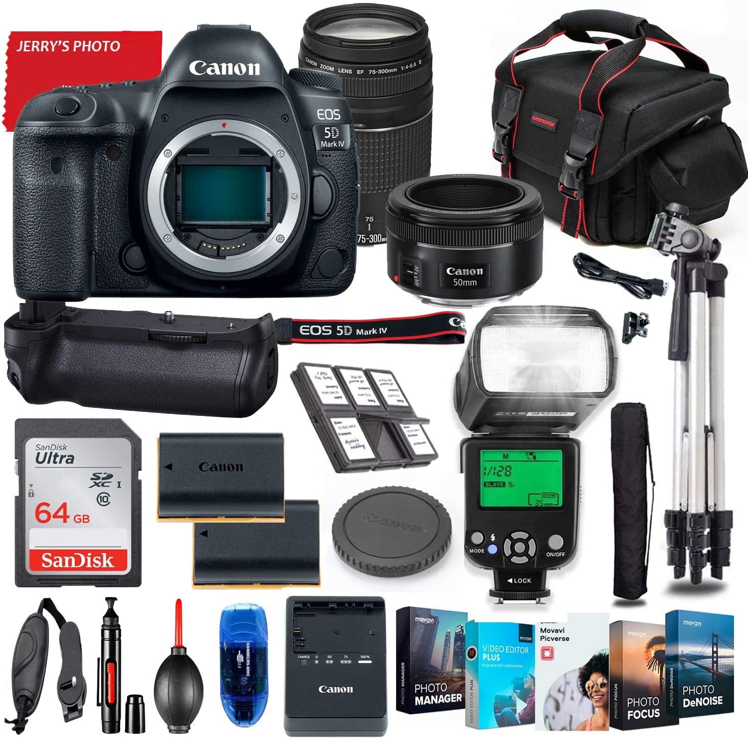 Canon EOS 5D Mark IV DSLR Camera with 50mm f/1.8 & 75300mm III Lens