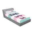 thumbnail image 2 of Ambesonne Saying Fitted Sheet & Pillow Sham Set, Watercolor Stripes Text, Twinxl, Pale Pink Seafoam Plum, 2 of 2