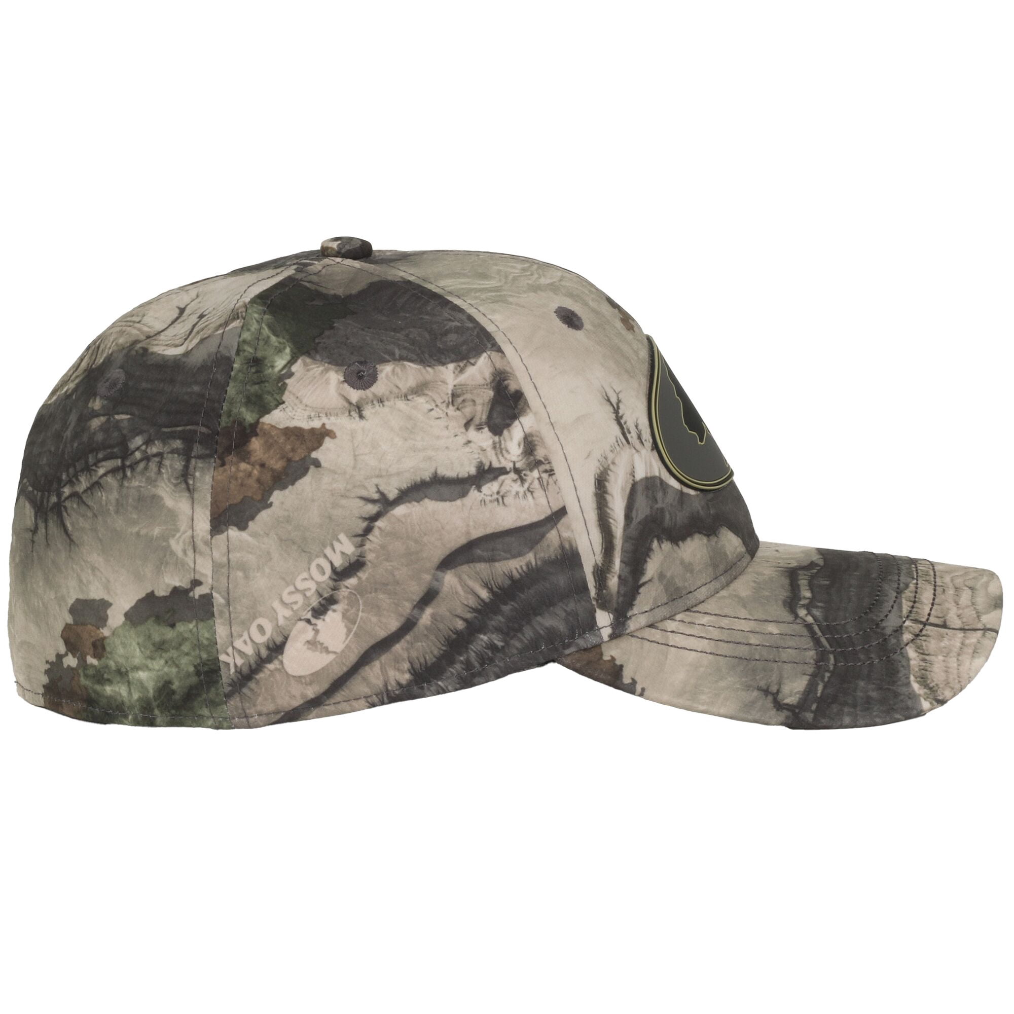 Men's Mossy Oak® Camo 6 panel Structured Hunting Hat, Pre-Curved Visor, ProFlex Fitted Closure, Size L/XL.