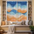 thumbnail image 2 of Orange Blue Ocean Waves Kitchen Curtains 63 Inch Length, Summer Beach Coastal Abstract Tiers Curtains for Living Room Berdoom Bathroom, Light Filtering Drapes Window Treatment 2 Panels 42"Wx63"L, 2 of 8