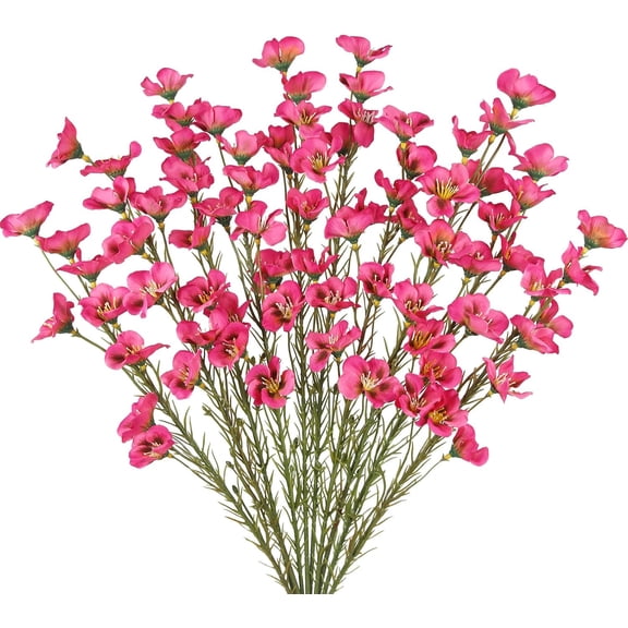 10 Pcs Artificial Wildflowers Fake Flower Stems 21" Silk Spring Flowers Forsythia Rose Red Faux Wildflowers Floral Stems for Flower Arrangements Home Decor Indoor Outdoor Wedding Centerpieces