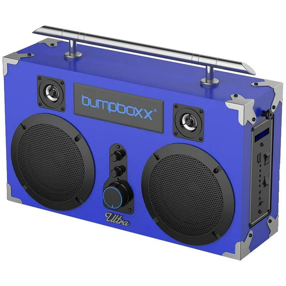 Bumpboxx Bluetooth Boombox Ultra Blue Retro Boombox with Bluetooth