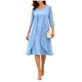 thumbnail image 5 of Wovilon Women's 2-Piece Chiffon Midi Dress Set with Open Front Cardigan and Sleeveless Round Neck Tank Dress, Elegant Layered Outfit for Vacation and Daily Wear, 5 of 5