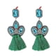 thumbnail image 4 of Lujosos aretes Huggies chapados en oro de 18 k con diseño bohemio multicolor, color verde | Código de modelo 4601 Verde, 4 of 5