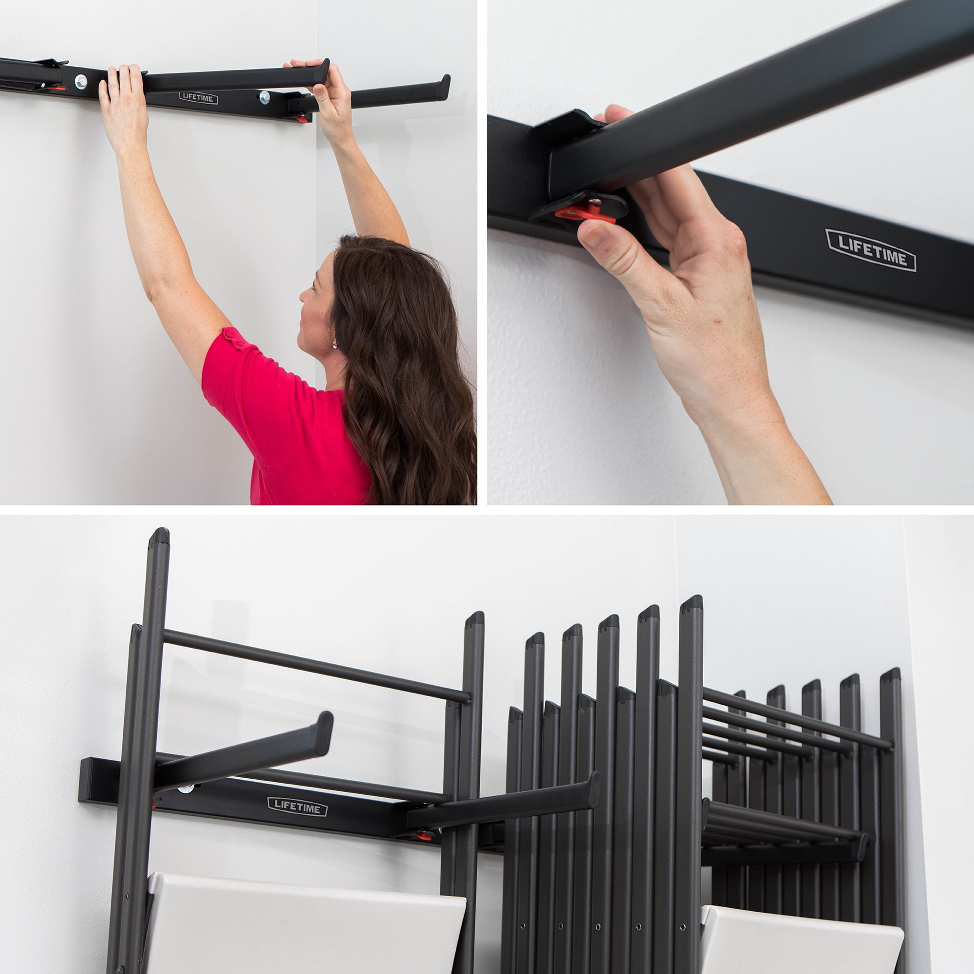 Lifetime Steel Wall-Mounted Chair Rack for up to 10 Folding Chairs (80719)