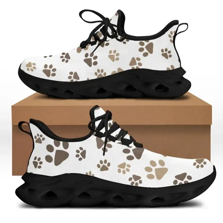

Cute Pet Footprint Print Women Mesh Swing Sneakers Breathable Lace up Platform Shoes for Ladies Casual Zapatillas