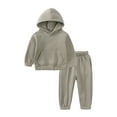 thumbnail image 1 of Gibobby Conjunto de pants para niños pequeños, camisa de manga larga sólida, sudaderas con capucha, Tops y pantalones, conjunto de 2 uds para niños y trajes(Gris, 5-6 Años), 1 of 5