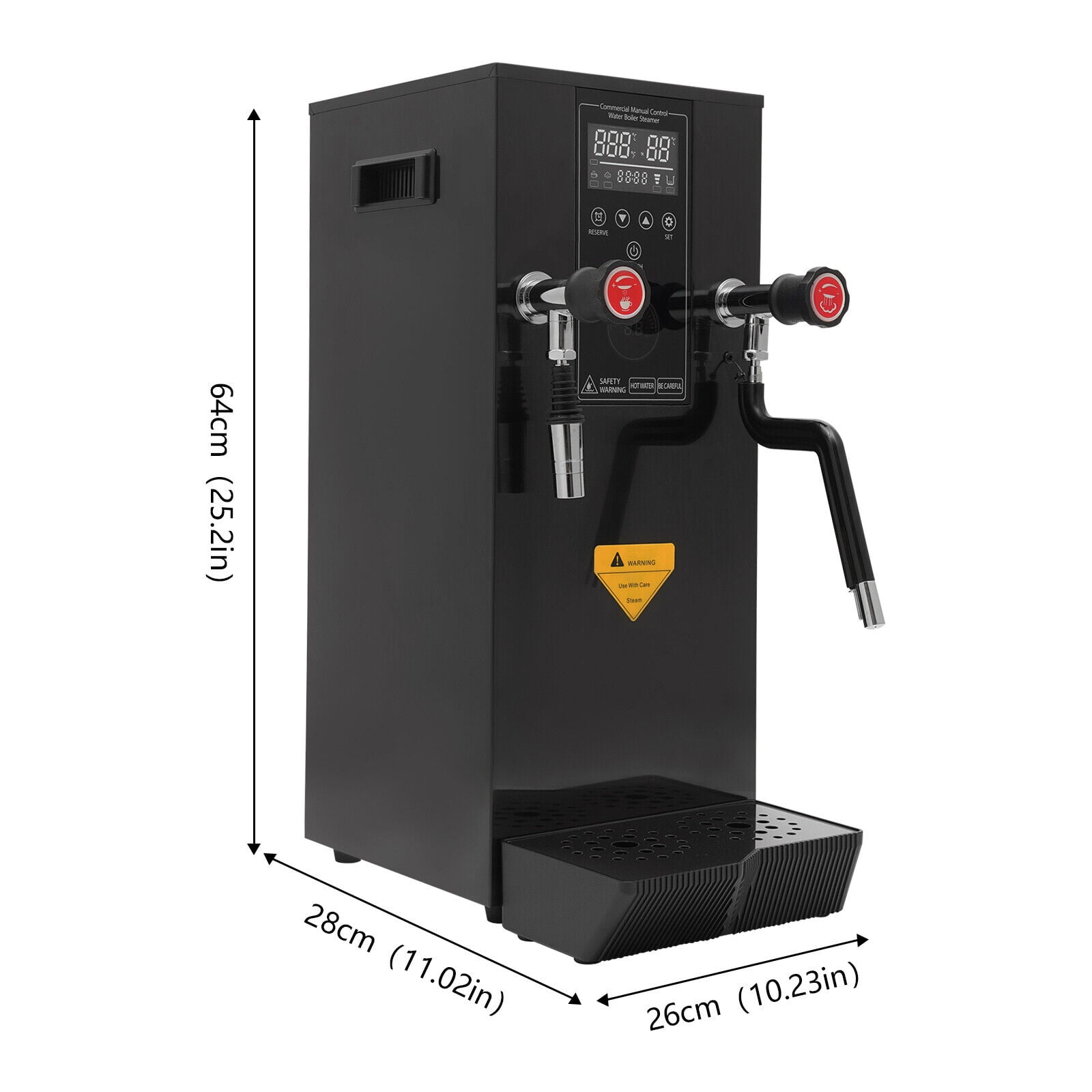 12L Hot Water Dispenser Fixed Time 304 Stainless Steel Hot Water Machine Black 10.23*11.02*25.2in