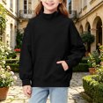 thumbnail image 4 of Children Pockets Sweatshirt Solid Color Winter Long Sleeve Sweatshirt for Boys Girls, 4 of 8