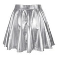 thumbnail image 4 of Women's Fashion High Waist Pleated Skater Skirt Flared A Line Mini Skort Shiny Metallic Loose Short Skirt Trendy Casual Wear, 4 of 6
