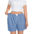 thumbnail image 4 of Cueply Women's Plus Size Plaid Shorts Cotton Button Gingham Lounge Shorts Summer Casual Beach Shorts with Pockets, 4 of 7