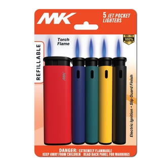 refillable butane cigarette lighter 5-Pack Multipurpose Butane Cigarette Lighter with LED Flashlight, Refillable
