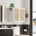 thumbnail image 4 of Rattan Wall Cabinets Storage - 24" Kitchen Wall Mounted Cabinets with 2 Paper Rattan Doors and Shlelf Adjustable in Laundry or Bathroom Over The Toilet, in White, 4 of 12