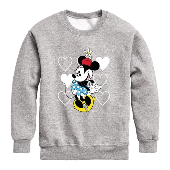 Disney - Minnie Hearts - Youth Boys Crew Fleece Sweatshirt