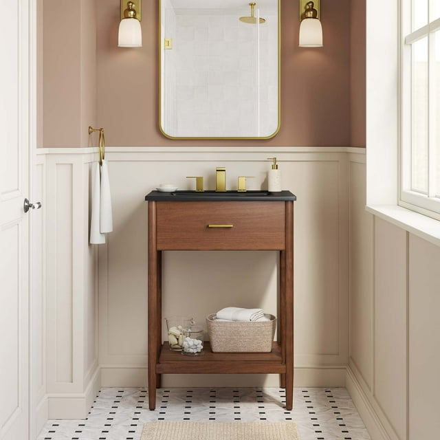 Modway Zaire Coiffeuse de Salle de Bain 24 Pouces en Noyer Noir