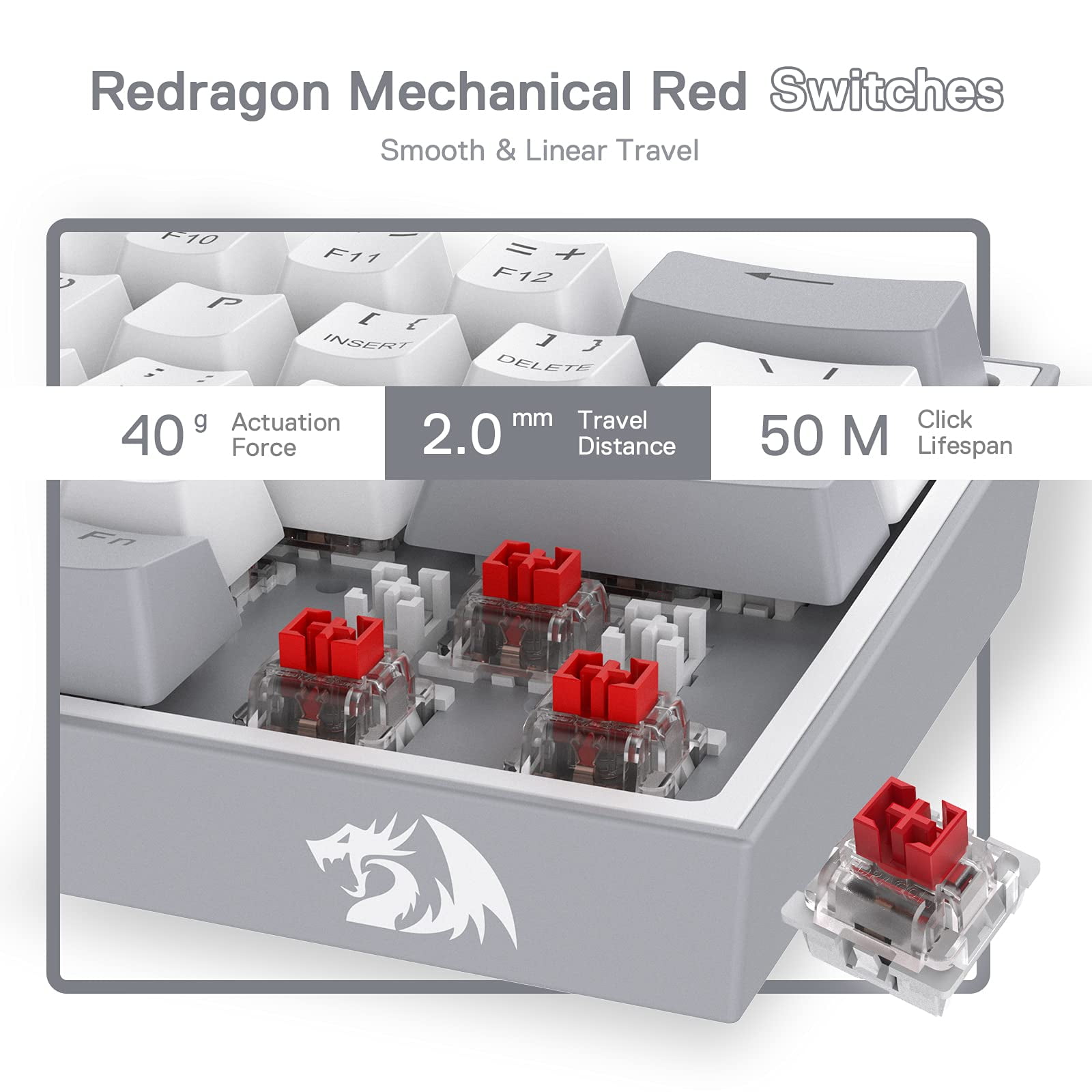 Redragon K617 Fizz 60%有線RGBゲームキーボード 61キーコンパクトメカニカルキーボード ホワイトamp;ピンク混合キーキャ