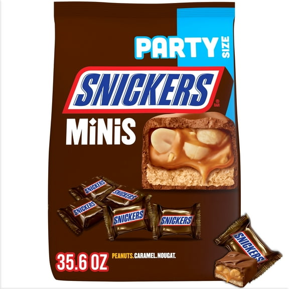 Snickers Minis Size Chocolate Candy Bar Bulk Assortment - 35.6 oz Bag