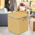 thumbnail image 7 of Bizhua Houndstooth Storage Bag Large Capacity Folding Clothes Portable Wardrobe Sorting Clothes Storage Box with Reinforced Handle Zipper, Yellow Storage and Organization Box, 100L, 7 of 7