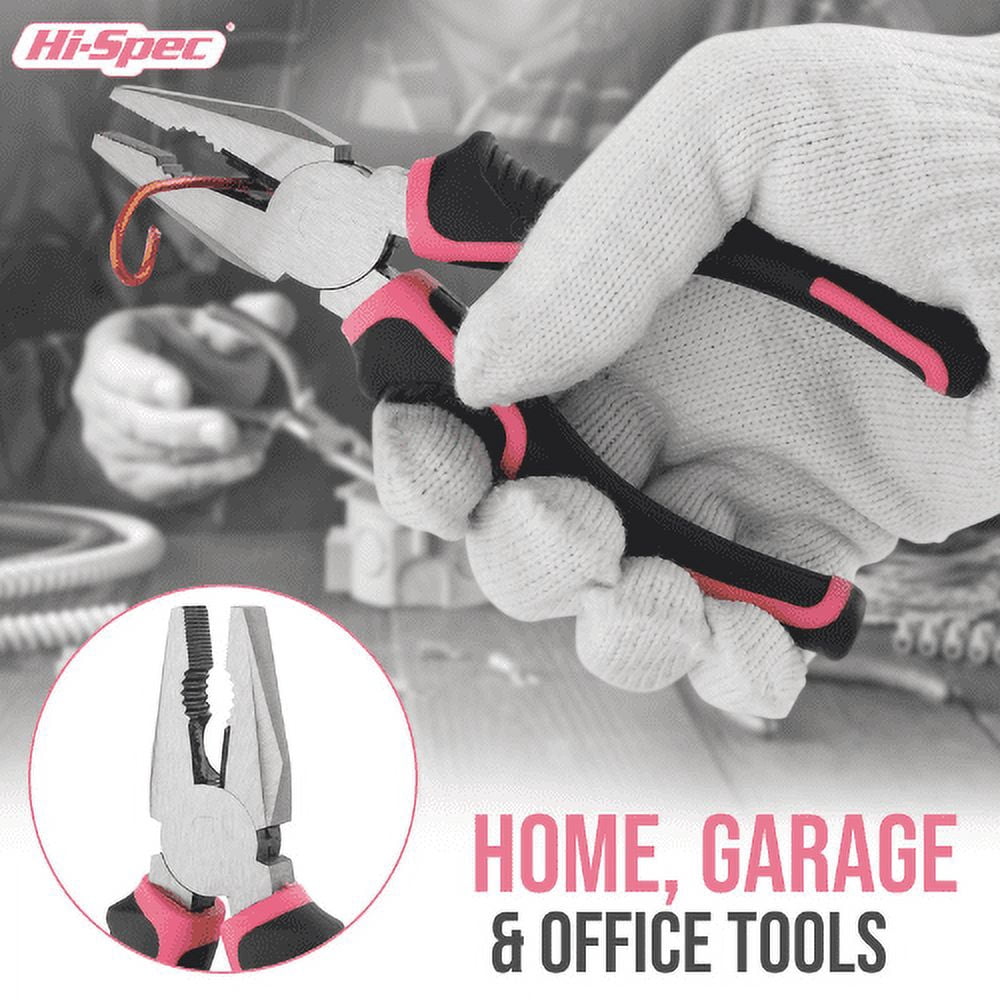 Hi-Spec 42pc Pink Household DIY Tool Set for Home, Office, College Dorm - Starter Basic Ladies Tools