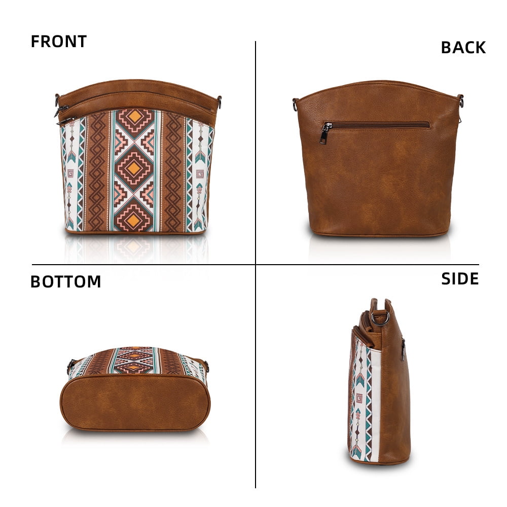 Boho Style Tote Bag For Women Water-Resistant Retro Canvas Shoulder Purses And Handbags With Clutch Purse