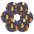 thumbnail image 7 of Yayeee 6 PCS Drink Coasters with Holder Set Woven Absorbent Round Tabletop Hot Pad, Halloween Colorful Ghosts, 7 of 7