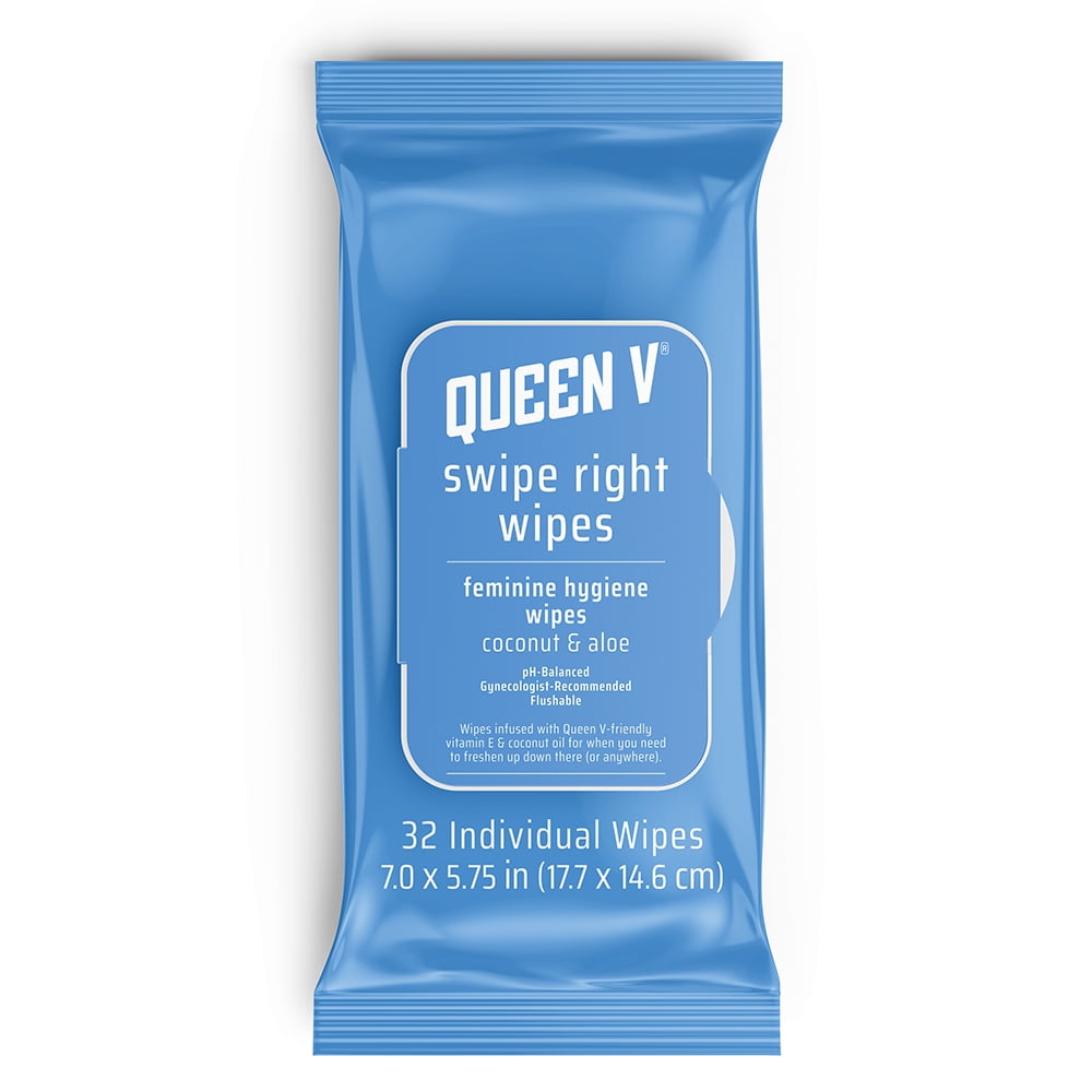 Queen V Swipe Right Wipes Coconut Oil & Aloe Feminine Hygiene Wet Wipes