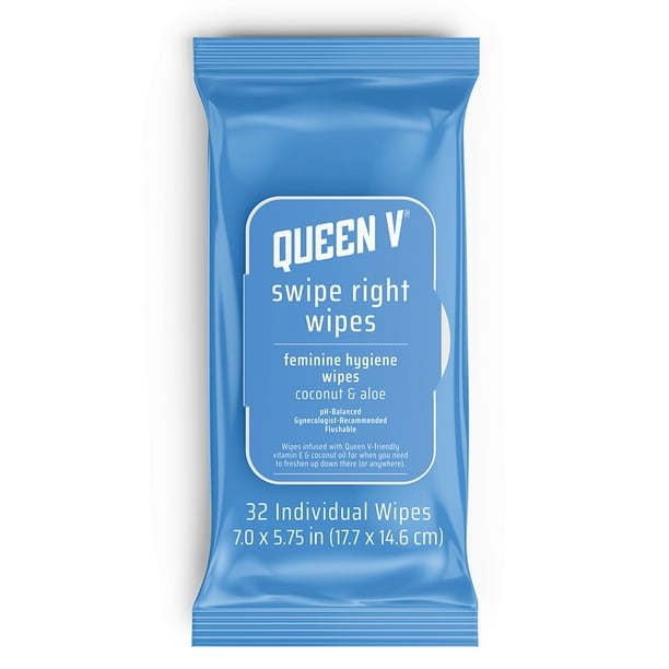 Queen V Swipe Right Wipes Coconut Oil & Aloe Feminine Hygiene Wet Wipes