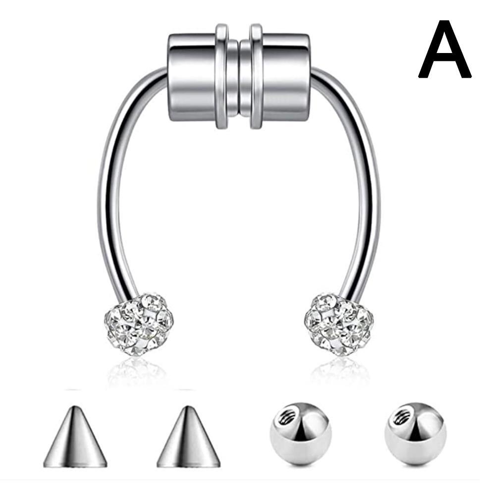 Magnetic Horseshoe Nose Rings Steel Faux Septum Rings Fake Piercing Clip On Nose Hoop Rings Gift For Women Girl O0K2 - image 5 of 9