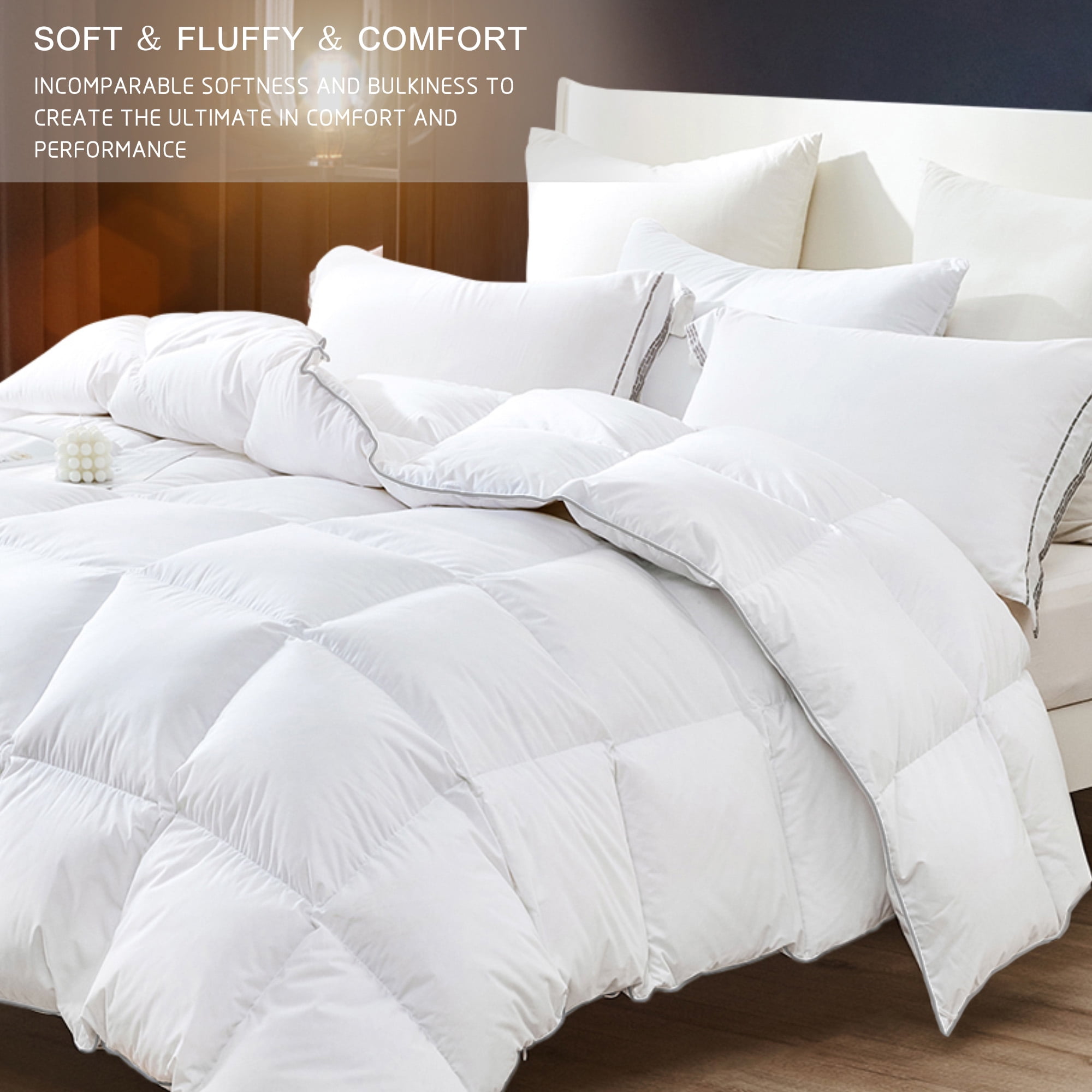 DOMDEC Ultra Soft Warm Heavy Weights Down Comforter Duvet Insert, White, Queen Size
