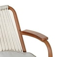 thumbnail image 5 of Lyric Modern 29" Outdoor Patio Bar Stools, Bar Chairs with Wood Grain Finish Frame with Hand-Woven PE Rattan Rope, Removable Cushions, Teak+Beige, Set of 2, 5 of 8