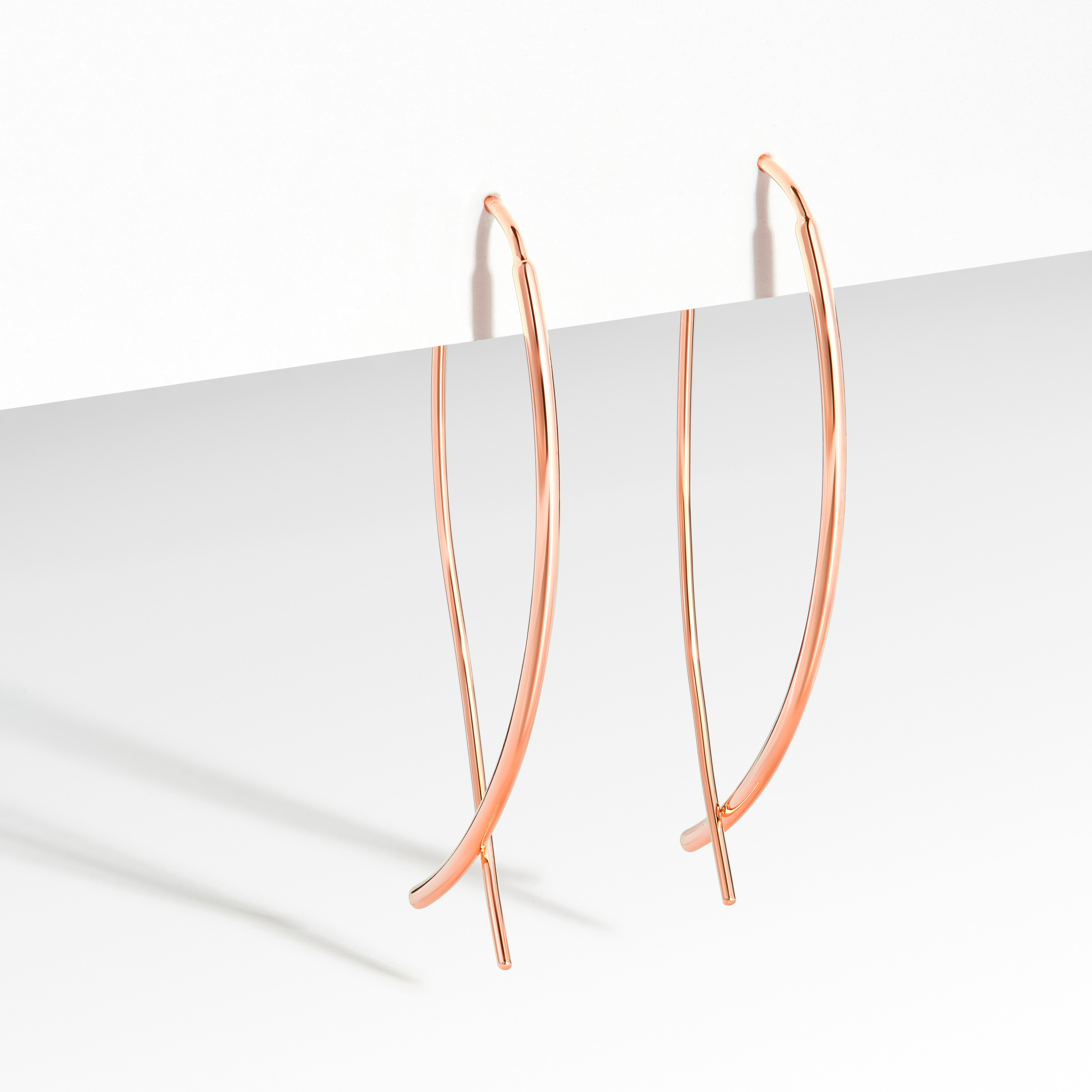 Forever Facets Sleek Threader Earrings in Rose Gold Over Sterling Silver, Adult Female