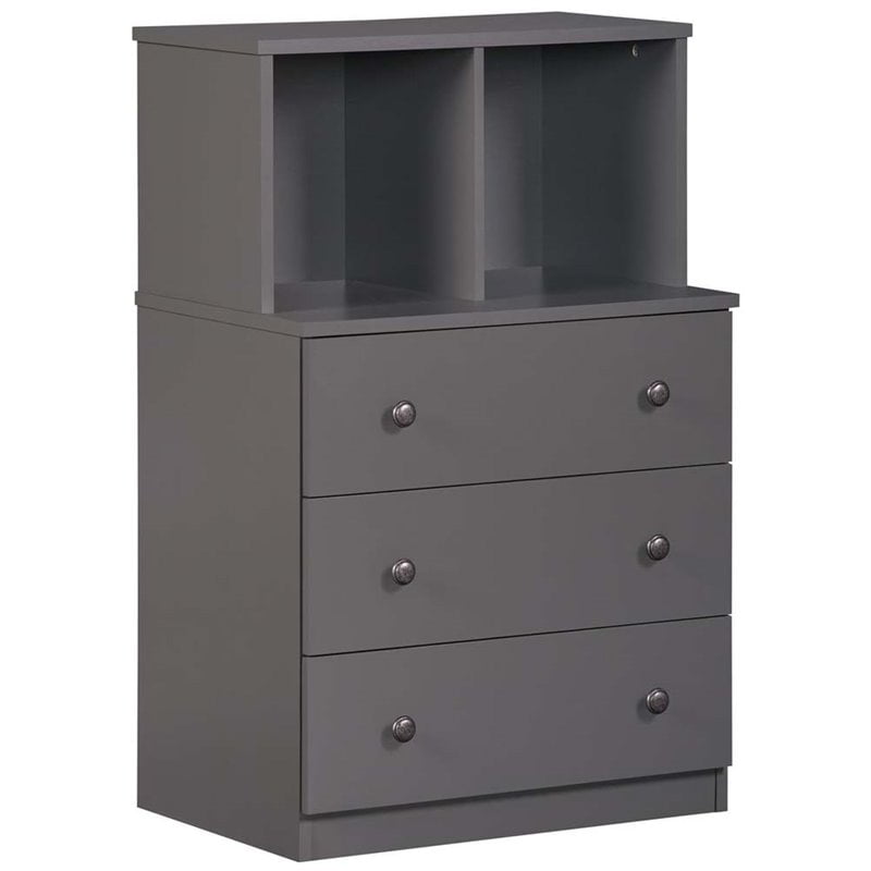 Kingfisher Lane 3 Drawer Dresser with Cubbies in Graphite Gray