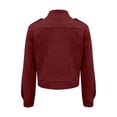 thumbnail image 7 of Women's Solid Long Sleeve Stand Collar Casual Button Jacket, 7 of 7