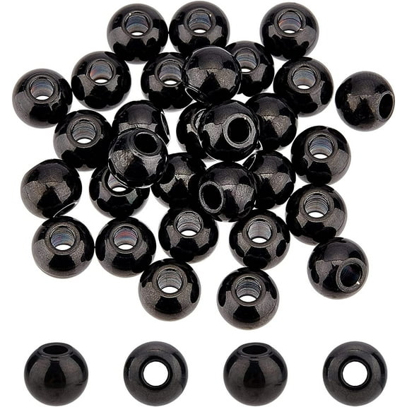 DIY 30pcs 8mm Electrophoresis Black Stainless Steel Loose Beads Round Beads Metal Rondelle Spacer Bead for Jewelry Making