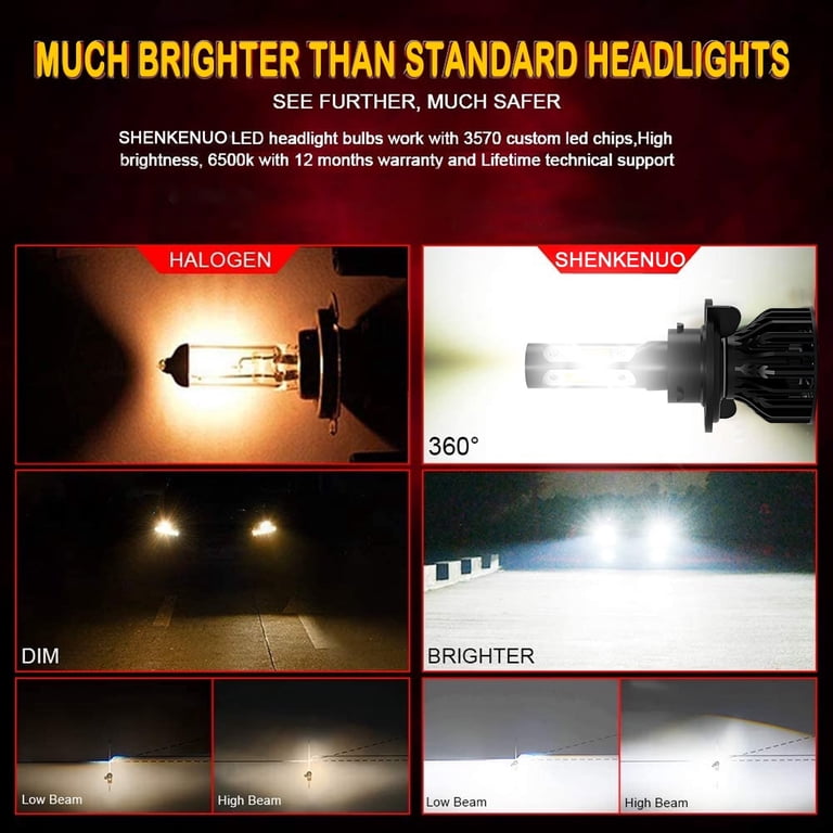 H13 9008 LED Headlight Bulbs High Low Beam for Ford F