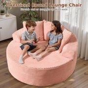 Ovios 58 Oversized Lounge Chair Round Cloud Deep Seat Accent Chair Plush Corduroy Boneless Sofa Chair for Living Room, Pink