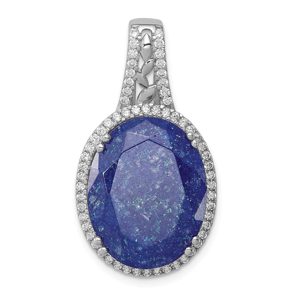 Sterling Silver CZ and Cracked Blue CZ Charm Pendant