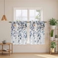 thumbnail image 3 of Christmas Kitchen Curtains, Blue Poinsettia Eucalyptus Snowflake Winter Light Filtering Window Curtain Panels, 2Pcs Rod Pocket Window Treatments Set for RV Dining Room Study Room 42x45 Inches, 3 of 9